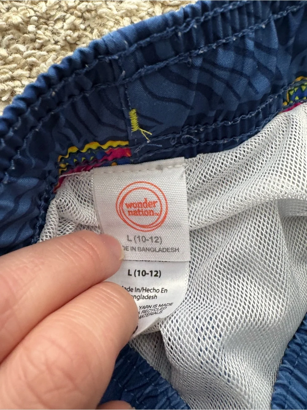 Wonder Nation Boys Shark Swim Trunks Blue Size Large 10-12
